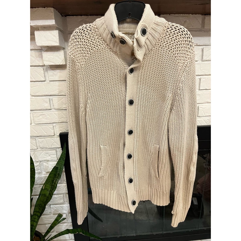 Men's Guess White Smoke Sweater Cardigan **SZ Med**